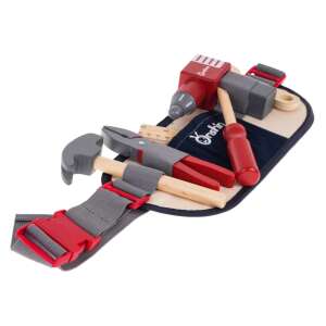 Kids wooden tool belt set with hammer, pliers, screwdriver, wrench, ruler and drill, Onshine brand - DIY Craft Kit