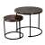 BackHome round dark walnut coffee table set, two nesting tables with black metal frame