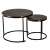 BackHome round dark walnut coffee table set, two nesting tables with black metal frame