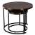 BackHome round dark walnut coffee table set, two nesting tables with black metal frame