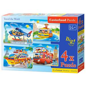 Castorland 4 in 1 Travel the World Puzzle, 4 puzzles in one box, 8, 12, 15, and 20 piece puzzles - Puzzle