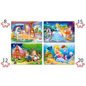 Castorland 4w1 Puzzle Bajki, 8, 12, 15, 20 elementów - Castorland Puzzle