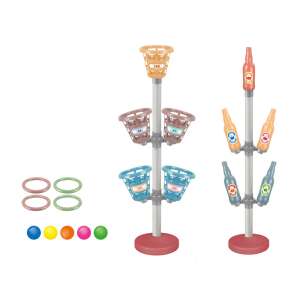 Set de joc 2 în 1, Aruncarea mingii și aruncarea inelelor, Joc în aer liber, Joc pentru copii, Distractie în familie, Joc de grădină - Jocuri de îndemânare în aer liber