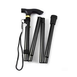 Baston ortopedic pliabil negru, aluminiu uşor, 92 cm, vedere pliat - Sétabot