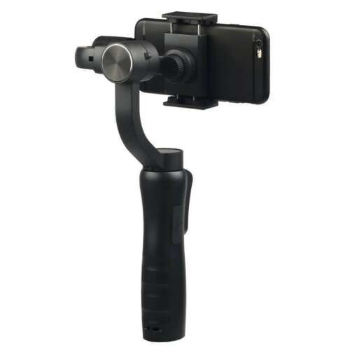 3 tengelyes gimbal stabilizátor okostelefonhoz, fekete, telefon tartóval - Selfie bot