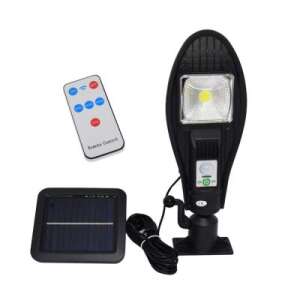 SOL1 Távirányítós, napelemes falra szerelhető kültéri lámpa (JX-258) mozgásérzékelővel, 120W, fekete - Villanyszerelés