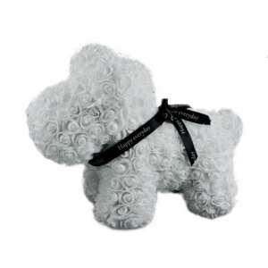 Fehér rózsa kutya, Westie kutya, örök virág, 40 cm, ajándék - Ajándék ötlet Valentin-napra