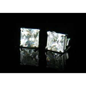 Fehérarannyal bevont férfi fülbevaló négyzet alakú szimulált gyémánttal ( 6 mm-es ) 1 pár (1519.) 34791628 Női ékszer