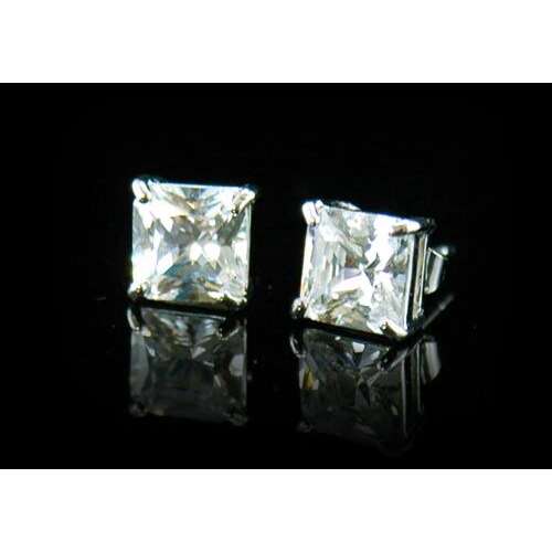 Fehérarannyal bevont férfi fülbevaló négyzet alakú szimulált gyémánttal ( 6 mm-es ) 1 pár (1519.) 34791628