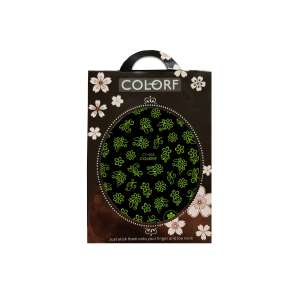 Colorf CY-001 nail stickers, green floral design, for finger and toe nails - Nail sticker