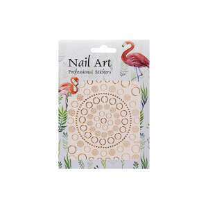 Nail art stickers with a flamingo design and gold circles - Nail design