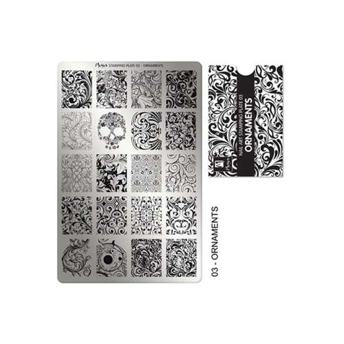 Moyra körömdíszítő lemez 03 Ornaments, több mint 160 finom mintával a körömdíszítéshez