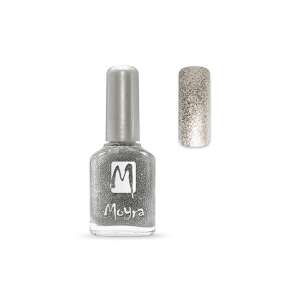 Moyra nail polish in #028 Grey Pearl, a shimmering silver color - Nail polish
