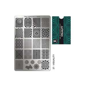 Moyra Nail Art Stamping Plate 37 Visuality, featuring 160+ geometric and abstract designs for nail art - Nail design
