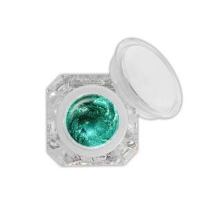 3D Metal Art Gel 5g #16 Krizokolla, turquoise green nail gel in a clear jar with a lid - Art