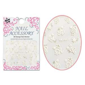 3D Nail Accessory SMY027-WS White Floral Nail Stickers - Nail sticker