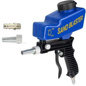 Pistol pneumatic de sablat cu rezervor din plastic, multifunctional, portabil, conector inclus, indeparteaza petele de rugina, vopsea sau ulei, utilizare casnica sau profesionala, albastru
