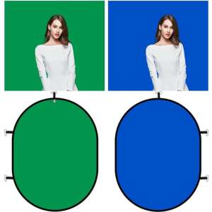 Hakutatz Chroma Key Zöld és Kék Összehajtható Háttér, 150cm x 100cm, bemutatja a zöld képernyős és kék képernyős effektek használatát - Stúdió háttér