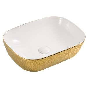 Tessa 45 cm széles pultra ültethető fényes arany-fehér porcelán mosdótál 91415751 