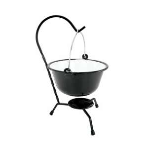 Black enamelled cauldron serving set with stand, 0.8 L - Perfect Home Cauldron Stand