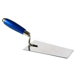 Strend Pro 160mm stainless steel trapezoidal smoothing trowel with blue handle - Plaster Trowel