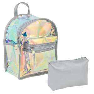 Starpak regenbogenfarbener transparenter Rucksack mit Reißverschlussbeutel, 22x17x11 cm - Starpak