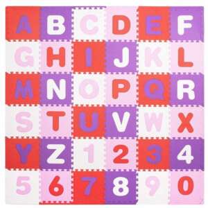 Springos Alphabet and Number Foam Play Mat for Kids, Pink and Purple, 172x172x1cm - Foam Puzzle
