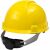 Side view of Richmann Exclusive yellow HDPE safety helmet with adjustable headband