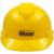Front view of Richmann Exclusive yellow HDPE safety helmet with logo
