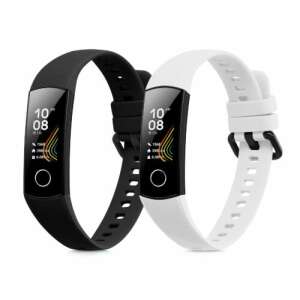 2-pack replacement bands for Honor Band 5/Band 4, black and white silicone straps, Kwmobile - Smart watch strap