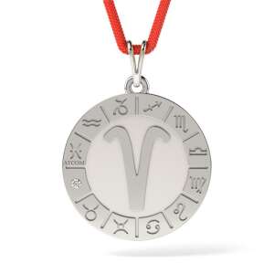 Сребърен висулка с червен шнур, зодия Овен, 925 сребро - Atcom Jewelry