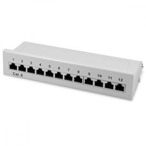 Kwmobile Cat6 Patch Panel with 12 RJ45 Ports and Wall Mounting, Grey, Metal, 47695.02