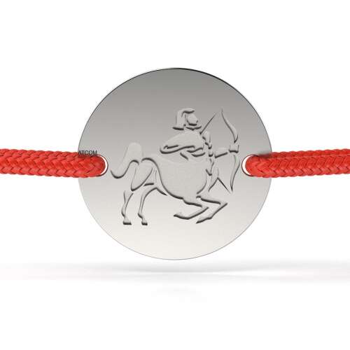 Brățară din argint cu șnur roșu cu modelul Săgetător