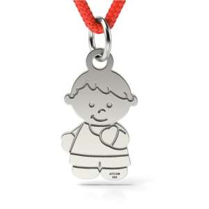 Ezüst Fiú Medál - 925 Sterling Ezüst - Vörös Zsinórral