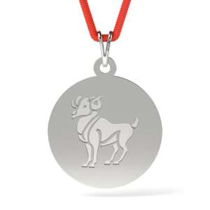 Pandantiv din argint cu simbolul zodiacal Berbec, argint 925, coardă roșie colier - Pandantive damă