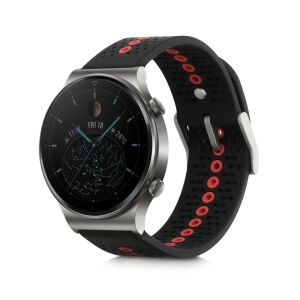 Kwmobile Czarno-czerwony silikonowy pasek zamienny do Huawei Watch GT 2/GT 2 Pro 46mm - Pasek do inteligentnego zegarka