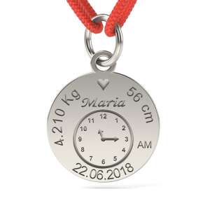 Pandantiv din argint cu detalii de naștere, personalizat cu nume, greutate, înălțime și ora nașterii - Pandantive damă