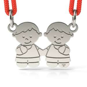 Pandantiv din argint cu doi băieți care se țin de mână, argint 925, pentru frați - Pandantive damă
