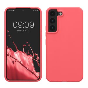 Kwmobile Samsung Galaxy S22 pink silicone case front and back view - Phone Case
