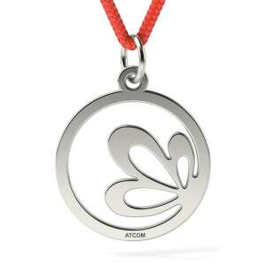 Pandantiv din argint cu design de floare de lotus pe un cordon roșu - Pandantive damă