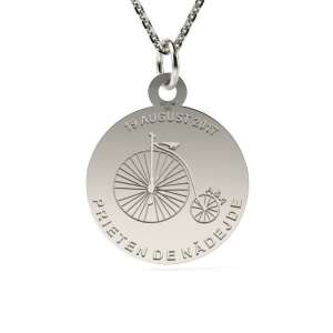 Colier cu pandantiv din argint cu design de bicicletă, personalizat cu data de 19 august 2017 și inscripția 'Prieten de nadejde' - Pandantive damă