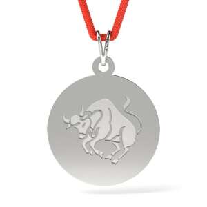 Pandantiv din argint Taur, pandantiv cu semn zodiacal, pandantiv din argint pentru femei, pandantiv din argint colier, pandantiv din argint cu cordon roșu - Pandantive damă