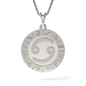 Сребърен колие с висулка зодия Рак, 925 сребро, с диамант - Дамско колие