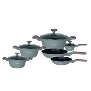 Cheffinger 10 piece non-stick cookware set in grey, includes pots and pans - Cookware & bakeware