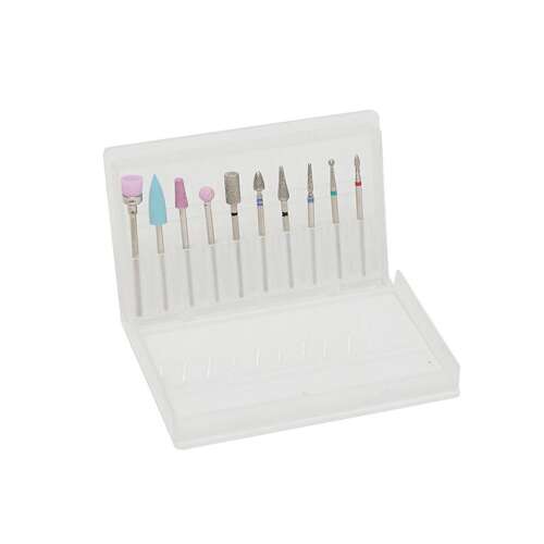 10 darabos köröm csiszolófej készlet, köröm csiszolófejek manikűrhöz és pedikűrhöz, köröm díszítéshez