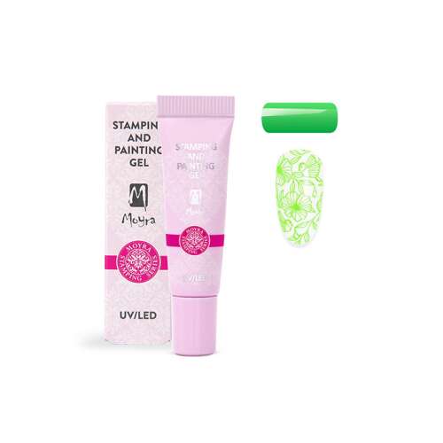 Moyra nyomda- és festőzselé No. 09 Vivid Green, UV/LED körömzselé nyomdázáshoz és festéshez