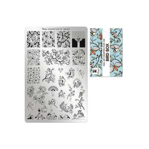 Moyra Nail Art Stamping Plate No. 100 Bird Box, featuring a variety of bird designs, perfect for creating unique nail art - Nail design