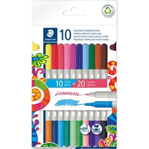 Staedtler Doppelendige Twin Colour Stifte, 10 Stifte, 20 Farben - Arbeitsschutzkleidung