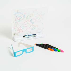 3D Magic Drawing Board for Kids with LED Light, 4 Markers, 3 Dinosaur Templates, and 3D Glasses - Drawing Board