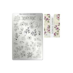 Moyra körömnyomda lemez 75 Norka's Garden, több mint 160 virágmintával a körömdíszítéshez - Moyra